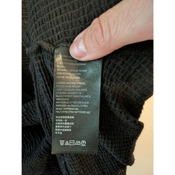 Anthropologie Maeve Black Textured Knit Oversized Crop Top Boxy Boho Large - Picture 4 of 8